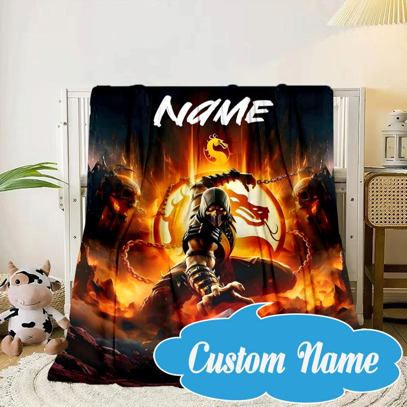 Custom Name Thunderous Warrior's Kombat Blanket bed sofa Blanket Flannel Blanket for Camping, Hiking, Picnic Essentials,gift for Fan family