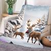 Зимняя сказка Олень Уютный флисовый плед - Мягкий дизайн заснеженного леса с очаровательными коричневыми оленями в серых шарфах - Идеально для