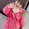 Girls' Korean-Style Winter Coat: Fashionable Fleece and Cotton-Padded Parka, Warm Waist-Length Windbreaker