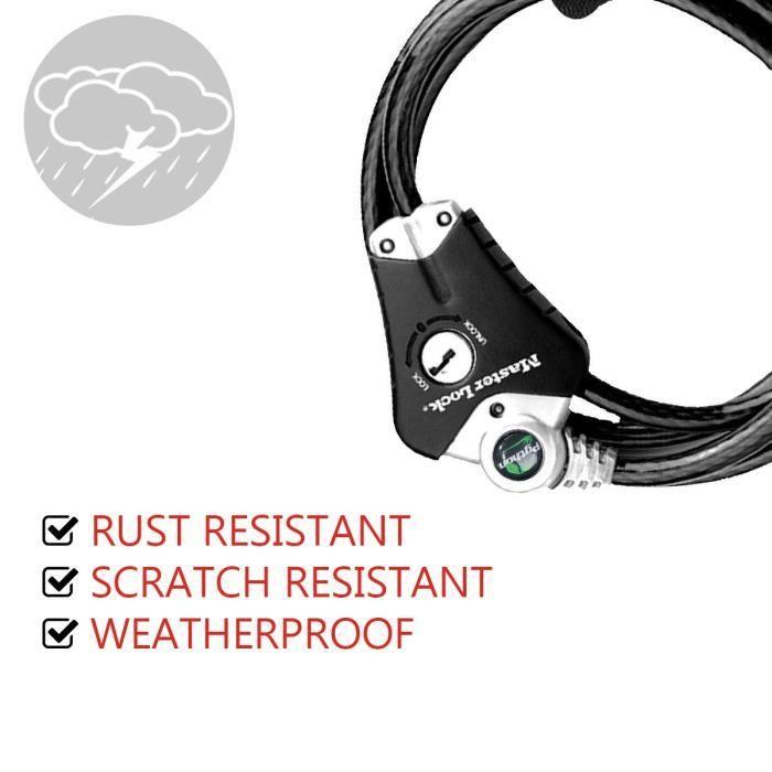 MASTER LOCK Câble antivol breveté ajustable de 30 cm à 1,8 m