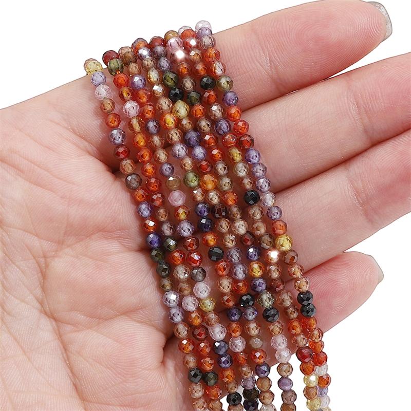 120 шт. Натуральные многоцветные цирконы огранки круглые бусины для изготовления ювелирных изделий своими руками, браслетов, серег