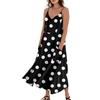 Women's Casual V Neck Dot Print Sleeveless Pocket Suspender Dress