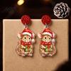 Seasonal Fashion Accessories 1 Pair Cute Christmas Mouse Acrylic Earrings, 2D Flat Cartoon Animal Dangle Casual Winter Outfit Jewelry Drop Earrings