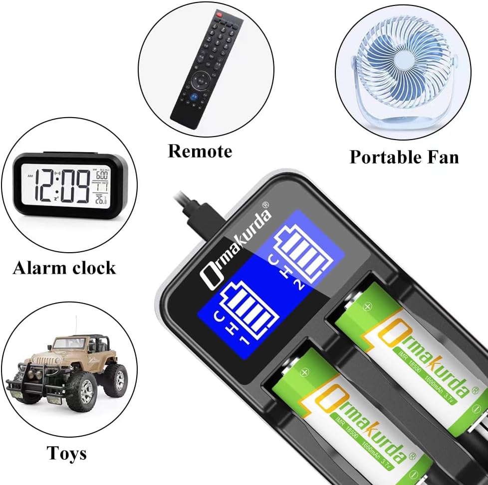 LCD Universal AA AAA Battery Charger for Rechargeable Battery 18650 18500 18350 17500 16340 CR123A 14500 Lithium Batteries