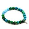 Stones and Minerals. Chrysocolla + Blue Chalcedony 8 Mm Pearl Bracelet. Made In France.