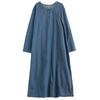 Spring Women Denim Dress Cotton Casual Vintage Loose Oversized Dress Long Sleeve Basic