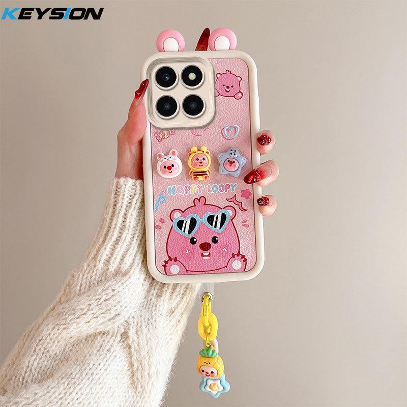 KEYSION Милый чехол с 3D-мультяшным рисунком для HONOR X6b с браслетом, мягкий силиконовый противоударный чехол для телефона Huawei Honor X6b 4G