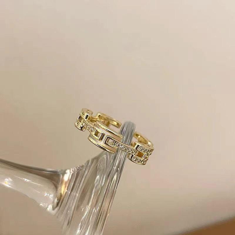 Легкое роскошное сверкающее кольцо со сложенными буквами для женщин, нишевый дизайн, чувственное открывающее регулируемое кольцо, кольцо на указательный палец, кольцо на хвост