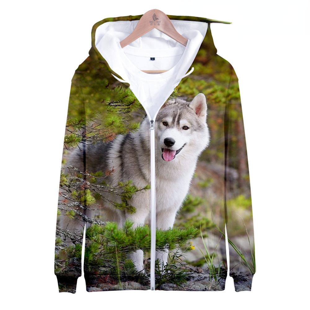 Autumn Dog Husky 3D Print Zip Hoodie Women Men Children Harajuku Sweatshirt Streetwear Hip Hop Zipper Hooded Jacket Male Tracksuit