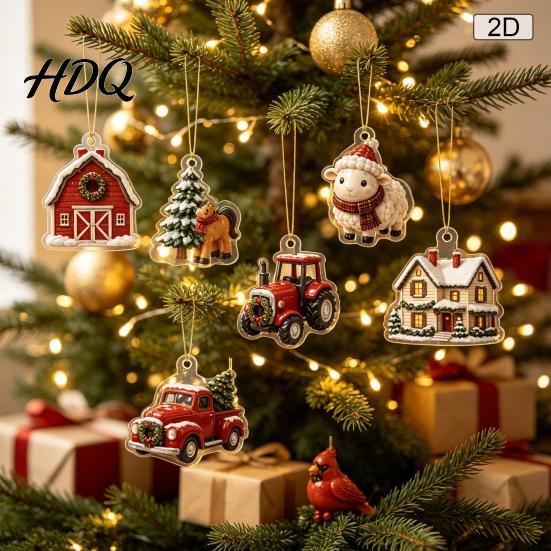 Коллекции ornaments для holiday home Фермерский Рождественский Адвент-календарь 24 шт. Акриловый 2D Набор с Рустикальным