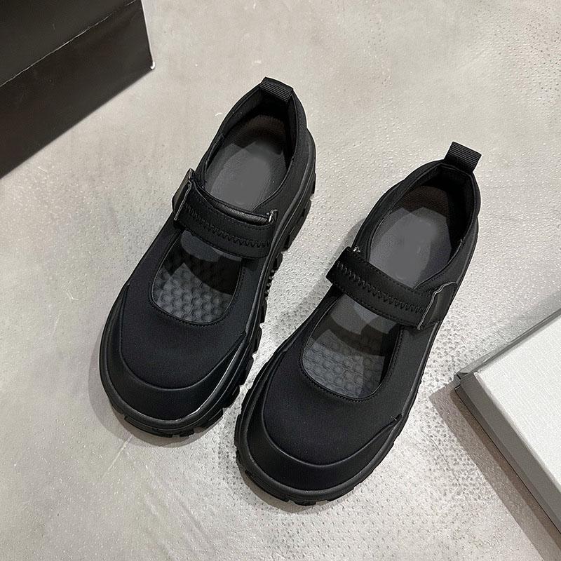 Мода Мода Ретро Черные Туфли Мэри Джейн на Толстой Подошве Весна Осень Кроссовки на Массивном Высоком Каблуке для Женщин Туфли-лодочки