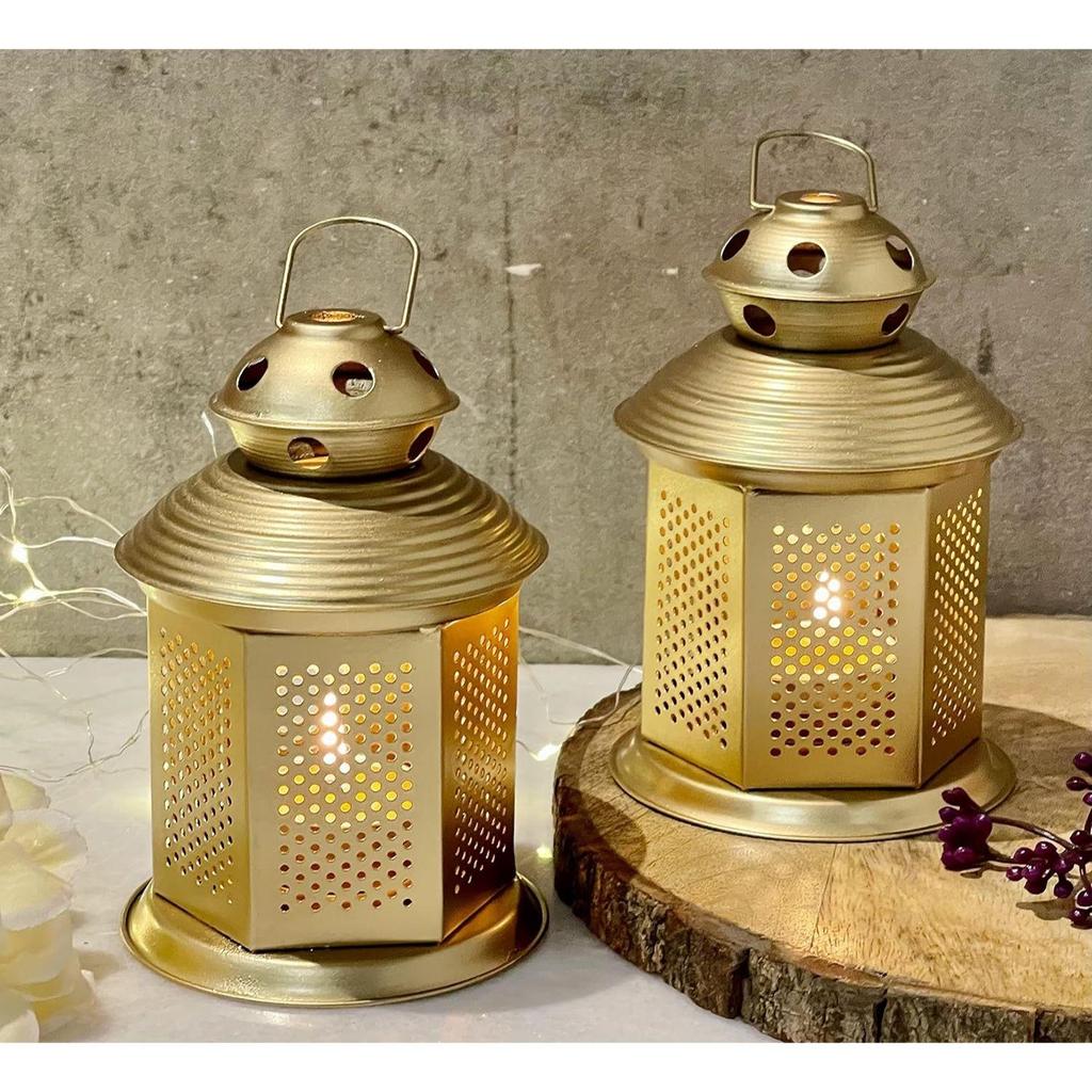 Antique Metal Lantern and Hanging Tealight Holder for Home Decor Items Candles for Home Decoration