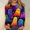 Женский повседневный топ с длинным рукавом, свободной горловиной и принтом на Хэллоуин, подходит для праздничных вечеринок