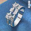 925 Sterling Silver Round Square AAA Zircon Ring Fashion Wedding Jewelry