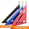 Triangle Ruler 7Inch Measurement Tool Aluminium Alloy Carpenter Set Square Angle Woodworking Tools Try Square Triangular Metric