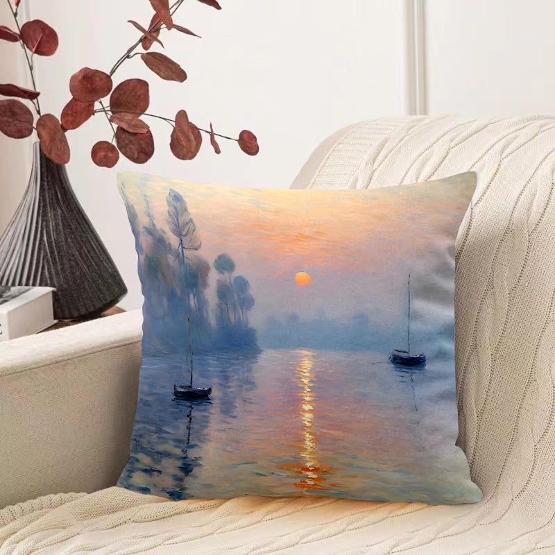 Картина маслом с рисунком водяной лилии Декоративная наволочка для гостиной, спальни, квадратная подушка, наволочка