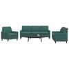 VidaXL Ensemble de canapés 3 pcs avec coussins Vert foncé Velours, canapé, siège de canapé, canapé relax, canapé confort, 3278353