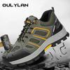 Oulylan Men Lightweight Protection Shoes Anti Piercing Cowhide Work Footwear Anti Smashing Steel Toe Safety Boots Size 38-46