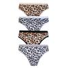 4 Pack Women Leopard Bikini Back Plain Хлопчатобумажные трусики Нижнее белье