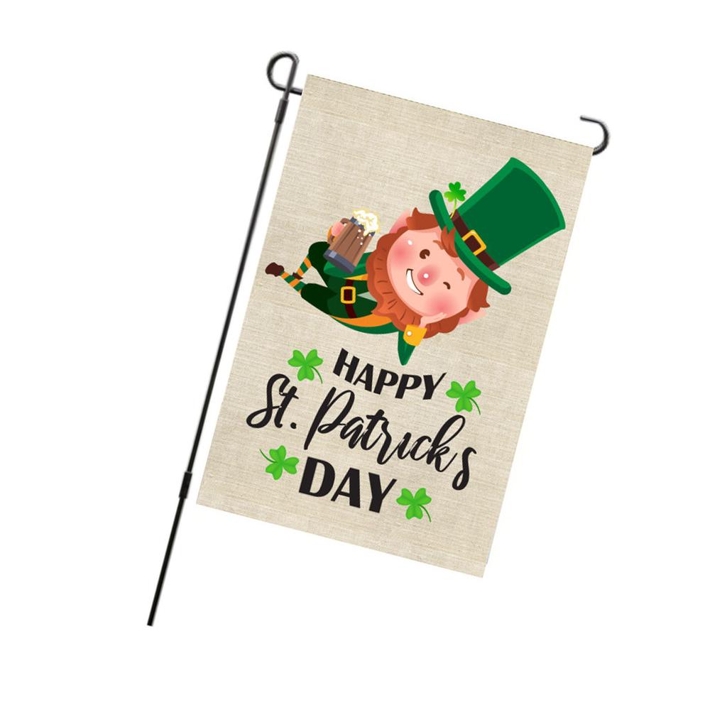 St Patricks Day Flag Double Sided Fade Resistant Polyester Leaf Garden Flag for Lawn Courtyard Party