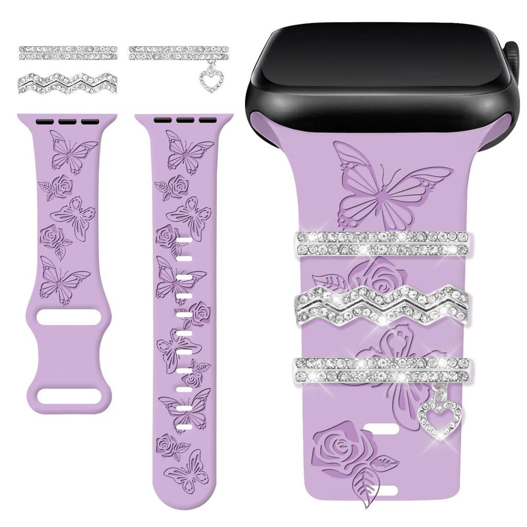 Rhinestone Charm Silicone Strap Ring for Apple Watch