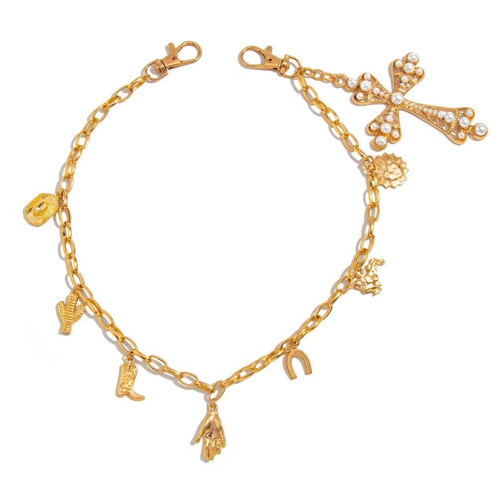 Gothic Punk Belt Chain Cross Pants Chain Retro Tassel Jeans Chain Male