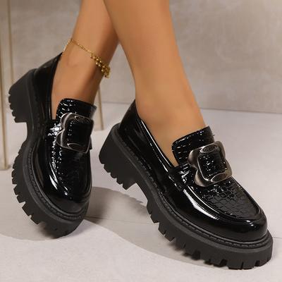 Модные женские лоферы больших размеров, туфли на платформе для женщин 2025, модные туфли с металлической пряжкой, женская обувь, весенне-осенние слипоны, женская обувь