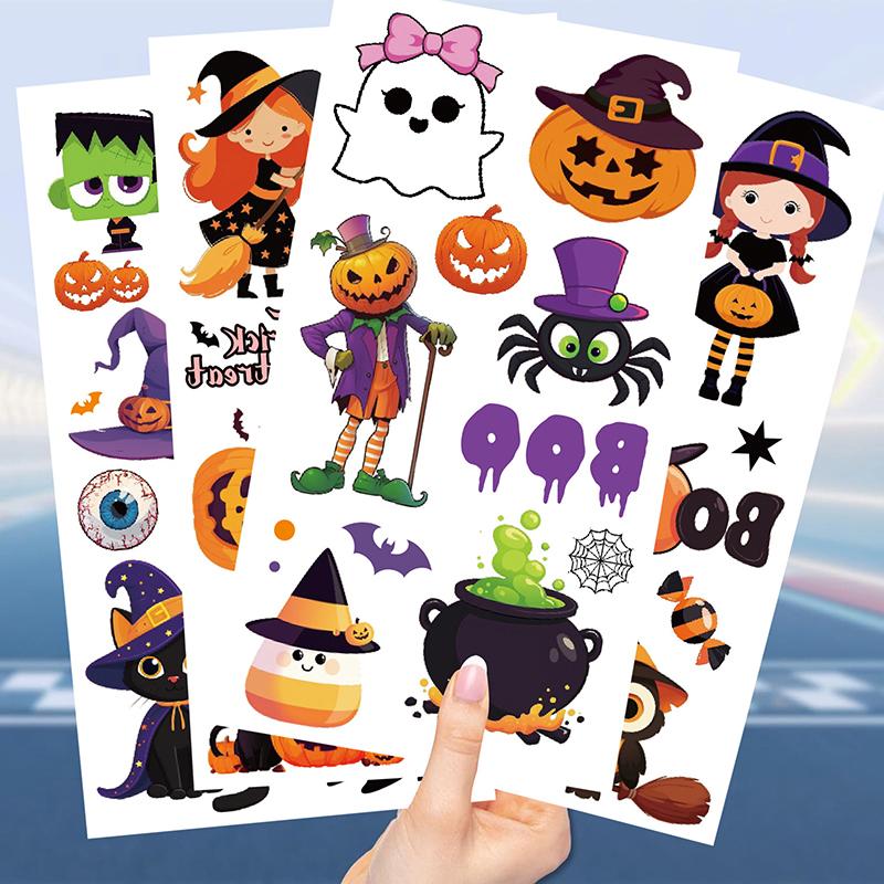 10 Sheets Kids Toy Gift Halloween Pumpkins Tattoo Sticker Temporary Fake Tattoo Arm Hands Body Waterdichte Tatouages