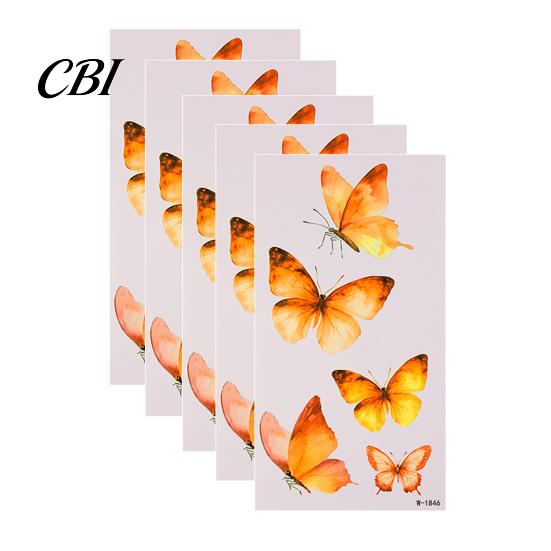 Temporary Body Art Decals 5 Sheets Butterfly Tattoo Stickers, Waterproof Flower Tattoos, Colorful Removable Stickers Face Tattoos for Parties