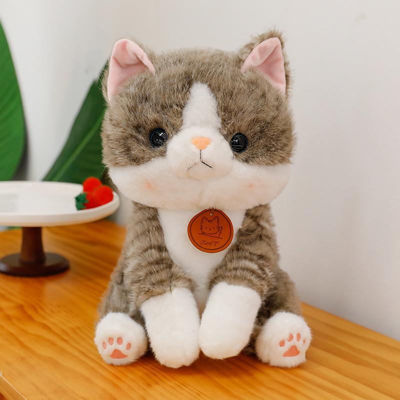 Adorable Big Face Cat Plush Toy Soft Stuffed Animal For Kids Bedroom Decor