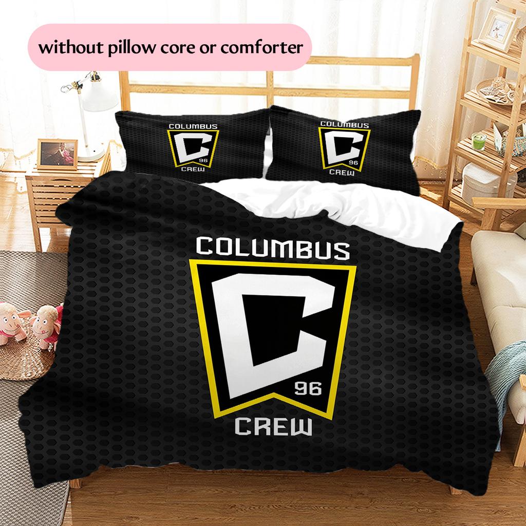 Columbus Crew Pattern Bedding Quilt Set Home Decoration Gift (1 * duvet cover + 2 * pillowcase without core)