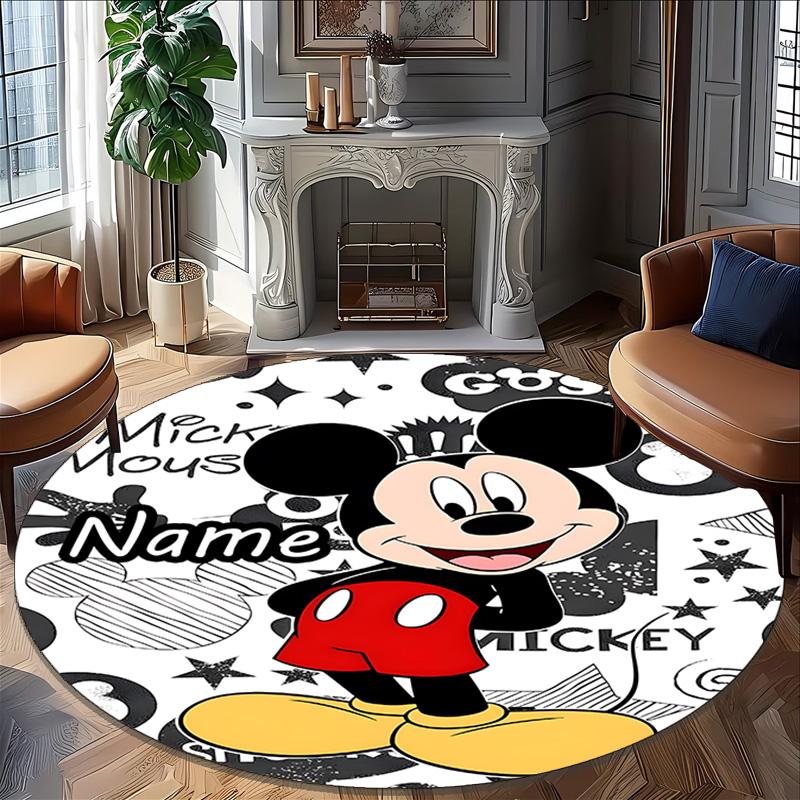 Customizable M-Mickey (11) Round Non-Slip Carpet - Ideal for Garden, Picnic, Office, Perfect for Decoration, Suitable For All Seasons