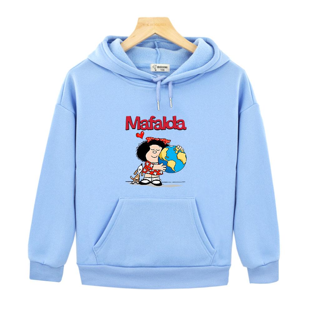 Kids Mafalda Hoodies for Teen Kawaii Graphic Anime Sweatshirts Girls Boy Clothes Children's Clothing Hoody Long Sleeve Tops