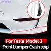 For Tesla Model 3 Car Bumper Corner Anti-Collision Front Strip ABS Front Bar Protective Cover Accessories Refit Trim