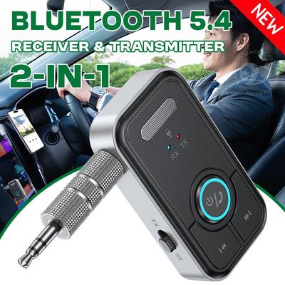 Модернизированный Bluetooth 5.4 автомобильный AUX аудио адаптер HiFi стерео музыкальный беспроводной приемник передатчик 3,5 мм с микрофоном Handsfree для автомобильного комплекта динамиков ТВ ПК