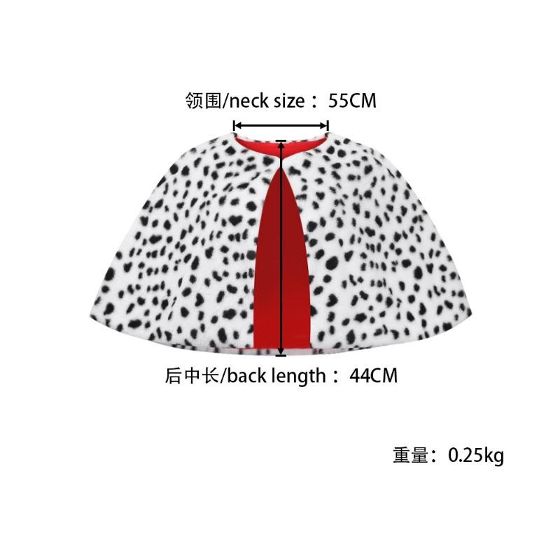 Halloween Kuila Dalmatian Leopard Shawl, Cape Black and White Witch Cape