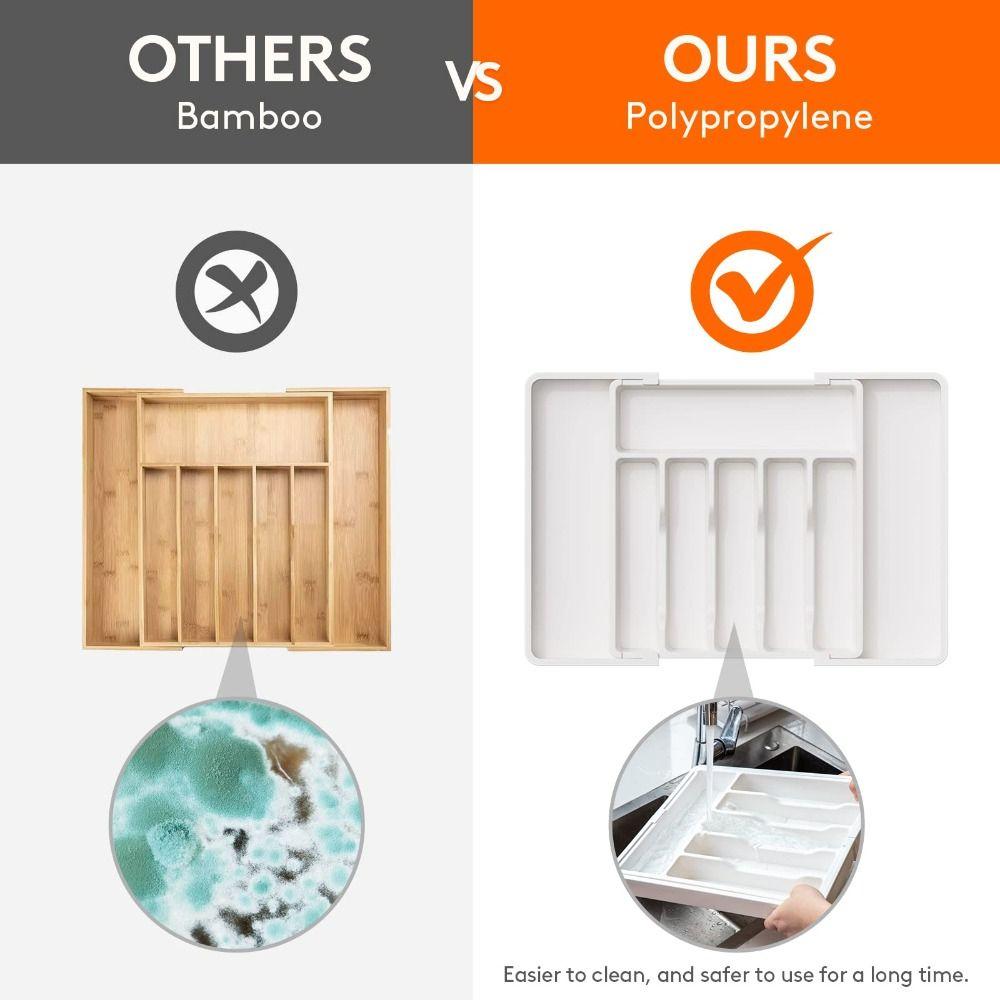 Storage Box Expandable Utensil Tray Plastic Kitchen Drawer Organizer Kitchen Gadgets