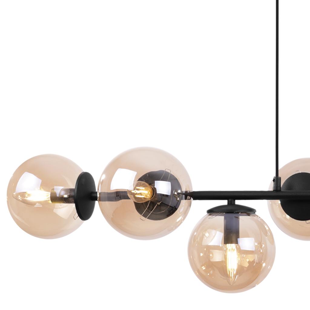 Black Siena hanging lamp, 8-lamp, honey shade, E14