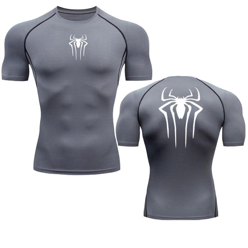 Printed Men's Athletic Compression Shirts Athletic Quick Dry Breathable Rash Guard Athletic Tight Workout Tops Summer Men