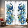 2 шторы с принтом в виде павлина, используются для украшения природного ландшафта, спальни, гостиной.