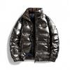 Мужская модная блестящая пуховая куртка - Зимняя уличная мода большого размера с лацканами