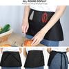 Black Half Apron Waterproof Oil-proof Large Pockets Adjustable Strap Men Women Waitress Waiter Kitchen Chef Cafe Restaurant Bakery Flower Shop