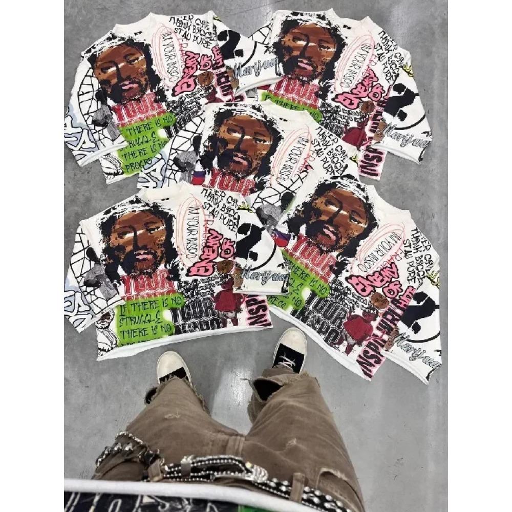 Футболки свободного покроя с круглым вырезом и короткими рукавами из хлопка Y2k Streetwear Футболки с графическим принтом в стиле ретро и хип-хоп Футболки мужские и женские Rock