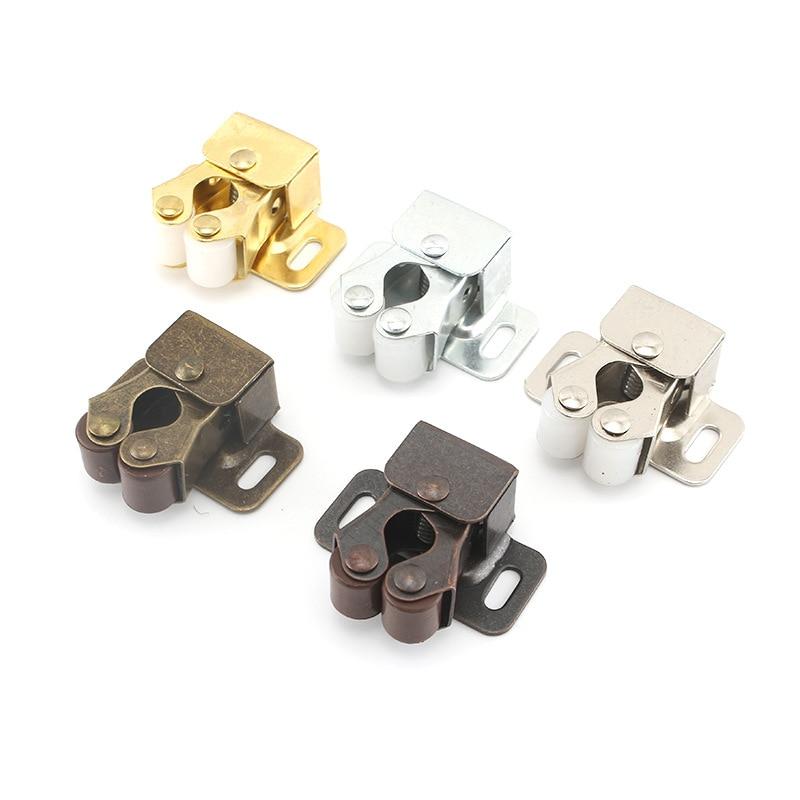 2 шт. дверные стопоры для мебели, античный медный цвет, дверная роликовая защелка для шкафа, двойные двойные защелки с фиксатором и свободными винтами