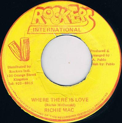 Пластинка 7 дюймов RICHARD MCDONALD Where There Is Love NONE Rockers Interna Ямайка Регги Ска Даб Б/у