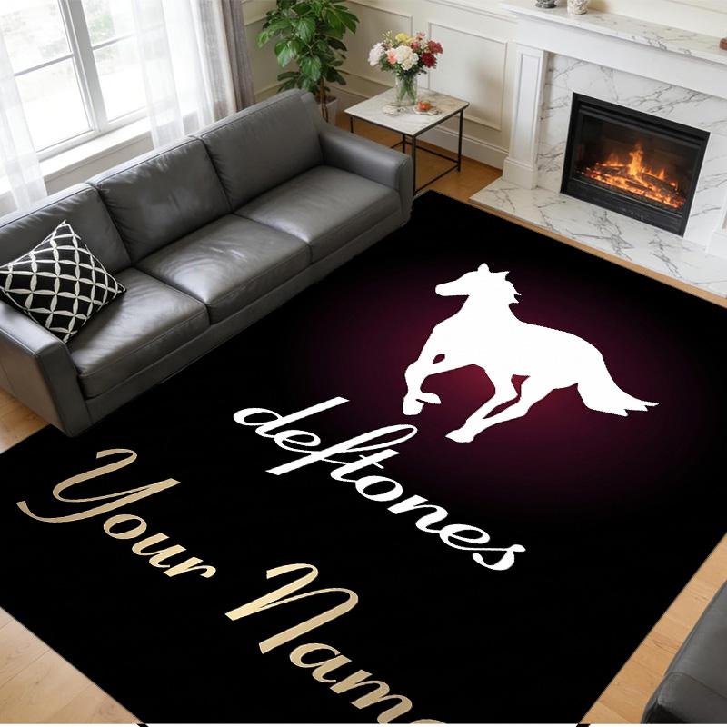 Crystal Velvet Rug Custom Name Text, Soft Non Slip Floor Mat Home DecorDeftones