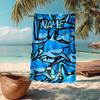 Custom Name Ultra-Soft Beach Towel with Shark Theme,Ideal for Pool - Camping, Diving - Perfect Travel Essential, Vibrant Beach Towel.