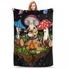 Hippie Magic Mushroom Blanket Flannel Multi-function Throw Blankets Sofa Throw Blanket For Home Outdoor Throws Bedspread Quilt