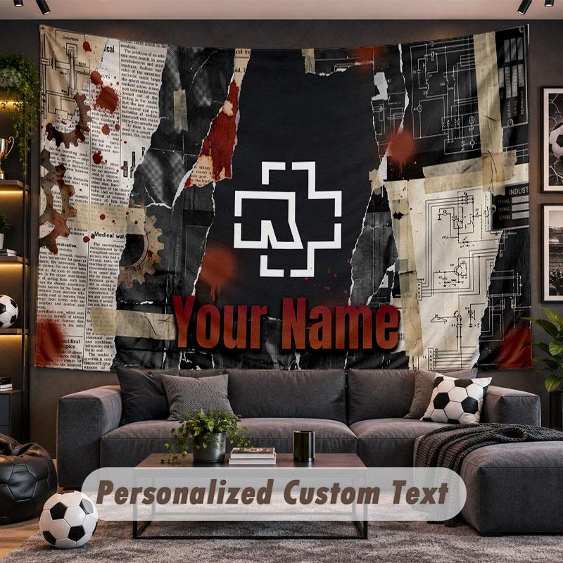 Wall Hanging Tapestry Custom NameRammstein Pattern Personalized Printed Fabric Wall Decor