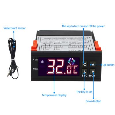 STC-3000 12V 24V 220V Контроллер температуры Оповещение Обнаружение Охлаждение Нагрев Коррекция температуры Гигрометр